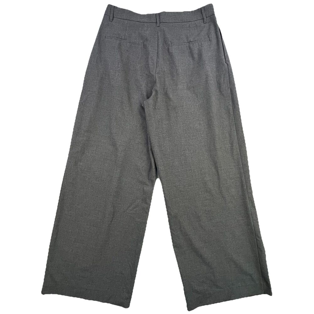 Zara Pants Women's Size Large Gray Wide Leg Pleated High Rise Trouser Dress - Picture 7 of 14